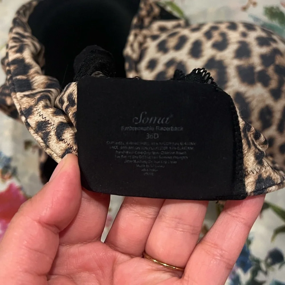 Soma Leopard Print Push-Up Bra with Black Lace